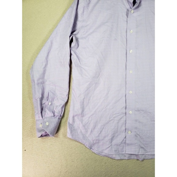 Lorenzouomo The Perfect White Shirt Mens 16 Plaid Trim Fit Button Up Long Sleeve - Picture 4 of 12